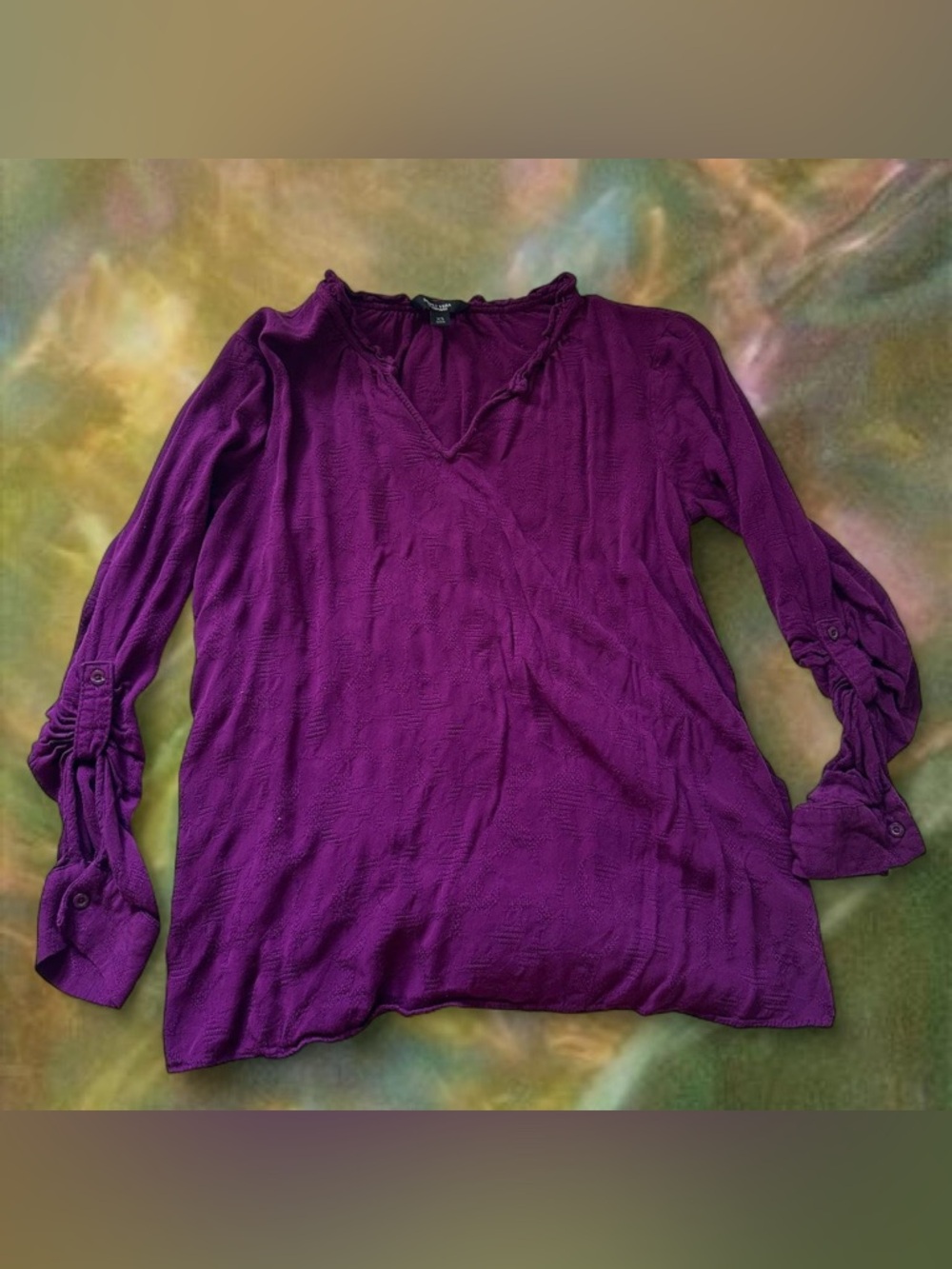 Simply Vera Vera Wang Purple Long Sleeve V-Neck Blouse